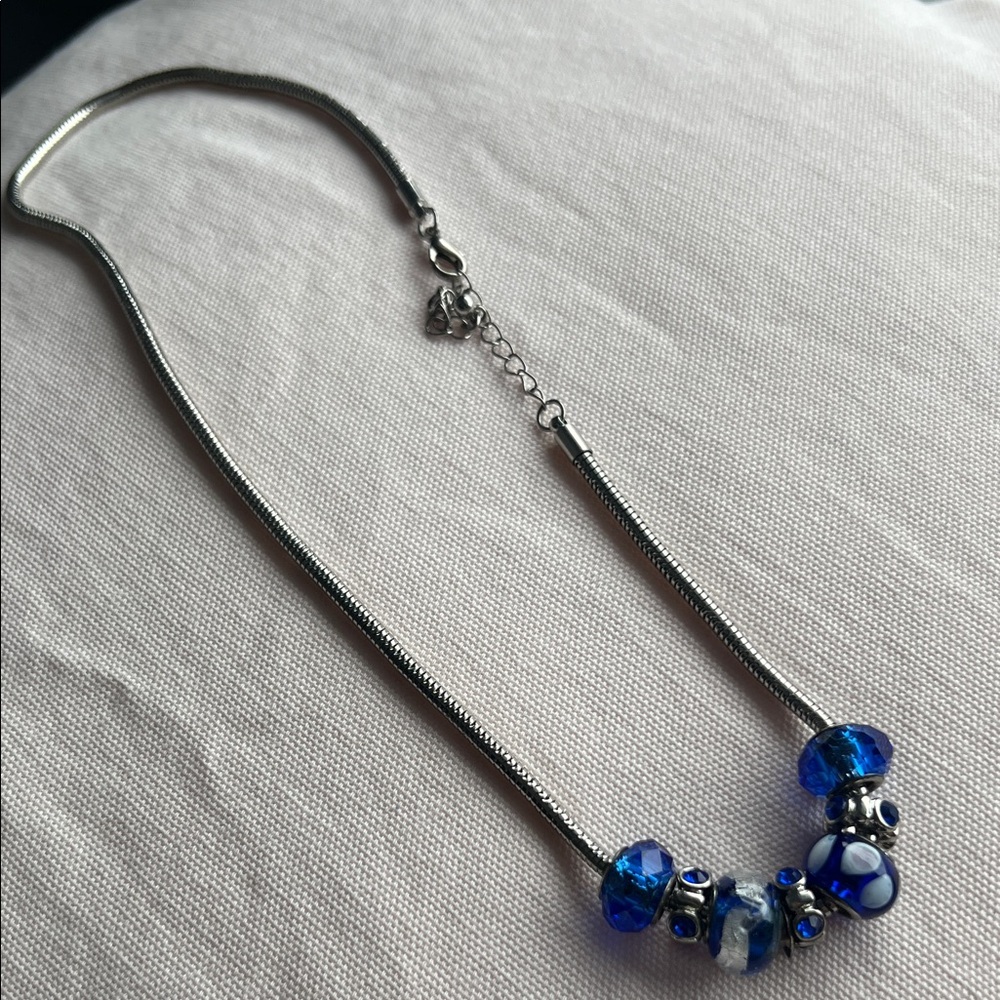 Elegant Blue Beaded Necklace